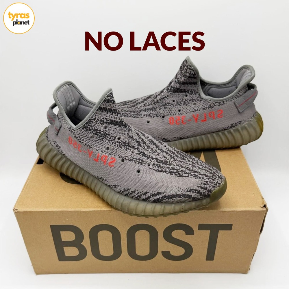 Adidas Yeezy Boost 350 V2 Beluga 2.0 Grey Bold Orange AH2203 Mens Sz 12 NO LACES